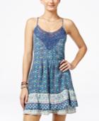 American Rag Juniors' Printed Crocheted A-line Dress, Only At Macy's