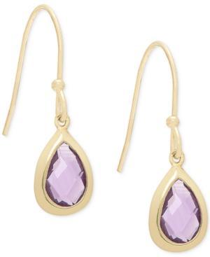 Victoria Townsend Amethyst Bezel Drop Earrings In 18k Gold Over Sterling Silver (2-5/8 Ct. T.w.)