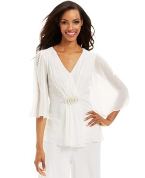 Jbs Flutter-sleeve Pearl-brooch Top