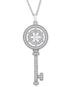 Diamond Flower Key 18 Pendant Necklace (1/4 Ct. T.w.) In 14k White Gold
