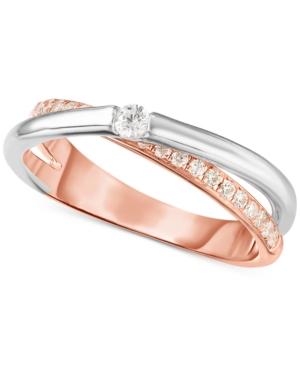 Swarovski Zirconia (1/2 Ct. T.w.) Two-tone Ring In Sterling Silver & 18k Rose Gold-plate
