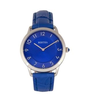 Bertha Quartz Abby Collection Silver And Blue Leather Watch 33mm