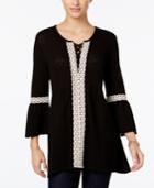 Style & Co. Lace-trim Lantern-sleeve Tunic, Only At Macy's