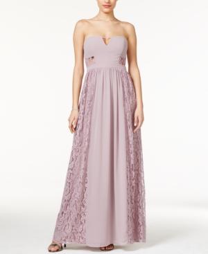 Bcbgeneration Chiffon Strapless Lace-panel Gown