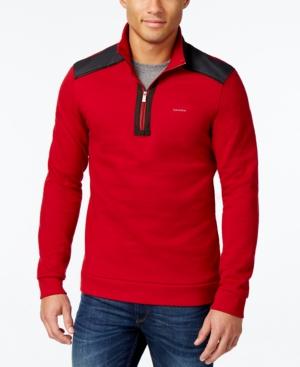 Calvin Klein Men's Quarter-zip Mixed-media Sweater, A Macy's Exclusive Style
