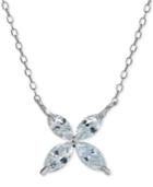 Giani Bernini Cubic Zirconia Marquise Flower Pendant Necklace In Sterling Silver, Only At Macy's