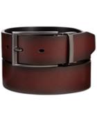 Perry Ellis Men's Leather Mahogany Reversible Belt