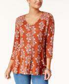 Style & Co Floral-print Blouse, Created For Macy's