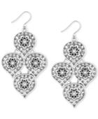 Lucky Brand Silver-tone Floral-motif Chandelier Earrings