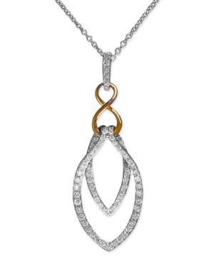 Effy Diamond Double Drop Pendant (1/4 Ct. T.w.) In 14k White Gold And 14k Rose Gold