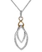 Effy Diamond Double Drop Pendant (1/4 Ct. T.w.) In 14k White Gold And 14k Rose Gold