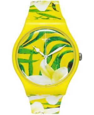 Swatch Unisex Swiss Limbo Dance Multicolor Print Silicone Strap Watch 41mm Suoj104