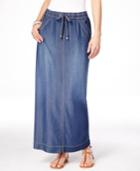 Inc International Concepts Drawstring-waist Denim Maxi Skirt, Only At Macy's