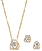 Charter Club Gold-tone Pave Knot Pendant Necklace & Stud Earrings