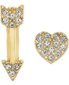 Kate Spade New York Gold-tone Pave Heart And Arrow Mismatch Stud Earrings