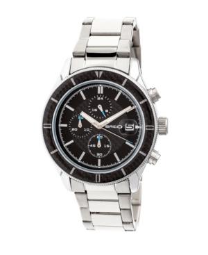 Breed Quartz Louis Silver And Black And Black Leather Watches 42mm