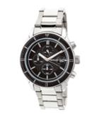 Breed Quartz Louis Silver And Black And Black Leather Watches 42mm