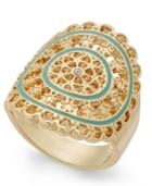 Inc International Concepts Gold-tone Pave Mint Green Enamel Ring, Only At Macy's