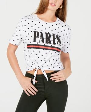 Rebellious One Juniors' Paris Cotton Tie-front T-shirt