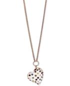Betsey Johnson Copper-tone Multi-crystal Lucite Heart Pendant Necklace