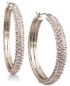 Dkny Gold-tone Micro-pave Hoop Earrings, Created For Macy's