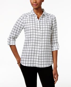 Charter Club Linen Grid-print Shirt, Only At Macy's