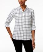 Charter Club Linen Grid-print Shirt, Only At Macy's