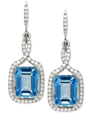 Blue Topaz (5-3/4 Ct. T.w.) And Diamond (1/3 Ct. T.w.) Earrings In 14k White Gold