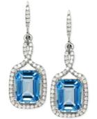 Blue Topaz (5-3/4 Ct. T.w.) And Diamond (1/3 Ct. T.w.) Earrings In 14k White Gold