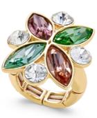 Charter Club Gold-tone Multi-color Crystal Stretch Ring, Only At Macy's