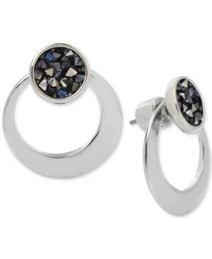 Kenneth Cole New York Silver-tone Blue Sprinkle Stone Stud & Hoop Front-back Earrings