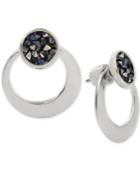 Kenneth Cole New York Silver-tone Blue Sprinkle Stone Stud & Hoop Front-back Earrings