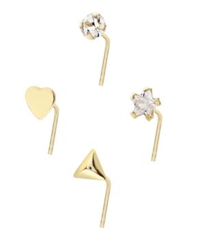 Bodifine 9 Carat Gold Crystal And Shaped Nose Studs