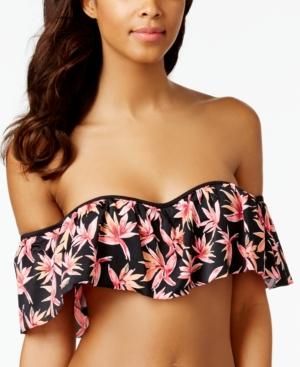 Hula Honey Paradise Falls Printed Underwire Flounce Off-the-shoulder Bikini Top Women's Swimsuit