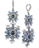 Givenchy Hematite-tone Blue Crystal Double Drop Earrings