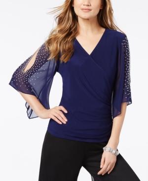 Msk Embellished Split-sleeve Surplice Top