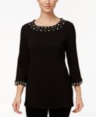 Charter Club Faux-pearl-trim Top, Only At Macy's