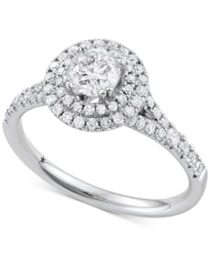 Macy's Star Signature Diamond Double Halo Engagement Ring (1-1/10 Ct. T.w.) In 14k White Gold