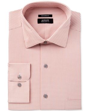 Alfani Black Men's Classic/regular Fit Performance Orange Fine Gingham Dress Shirt, Only At Macy's