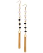 Guess Gold-tone Bead And Tassel Linear Drop Earrings