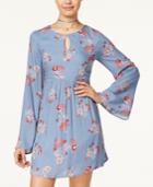 One Hart Juniors' Printed Bell-sleeve A-line Dress, Only At Macy's