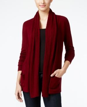 Karen Scott Petite Luxsoft Cable-knit Pocket Cardigan, Only At Macy's
