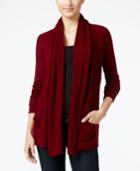 Karen Scott Petite Luxsoft Cable-knit Pocket Cardigan, Only At Macy's