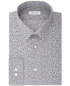 Calvin Klein Steel Men's Slim-fit Non-iron Stretch Performance Gray Print Dress Shirt