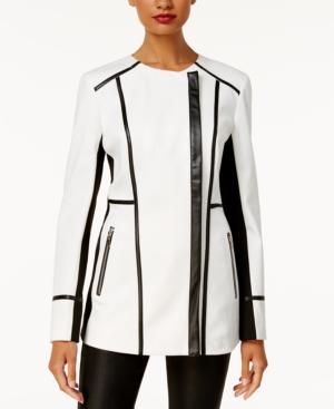 Inc International Concepts Faux-leather-trim Moto Jacket, Created For Macy's