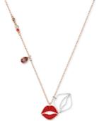 Swarovski Two-tone Crystal Lip Pendant Necklace, 14-4/5 + 3 Extender