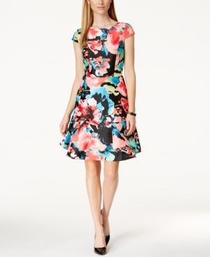 Tahari Asl Floral-print Fit & Flare Dress
