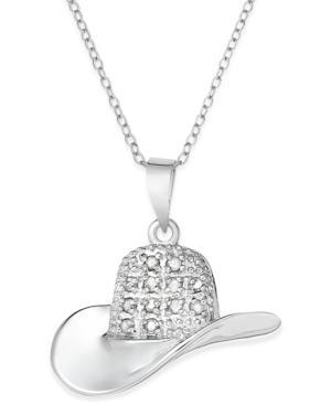 Diamond Necklace, Sterling Silver Diamond Cowboy Hat Pendant (1/10 Ct. T.w.)