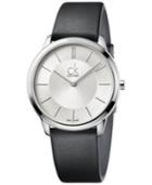 Calvin Klein Minimal Men's Swiss Minimal Black Leather Strap Watch 40mm K3m211c6