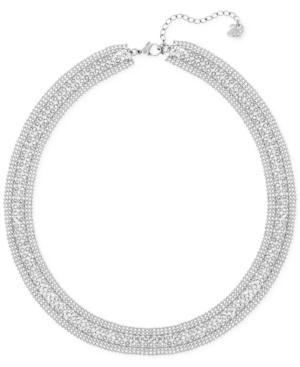 Swarovski Silver-tone Crystal Mesh Collar Necklace